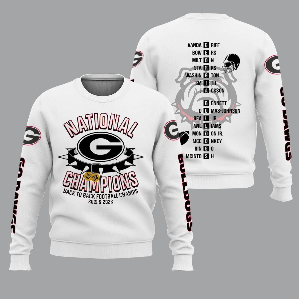 Georgia Bulldogs 2022 National Champions White Shirts