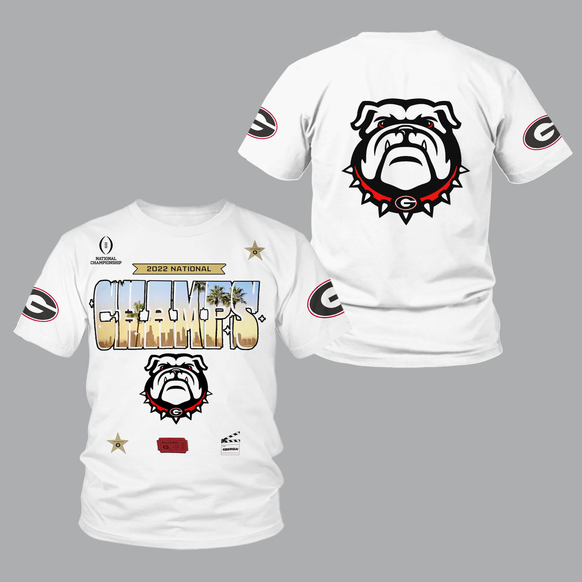Georgia Bulldogs 2022 National Champions White Shirts - v8