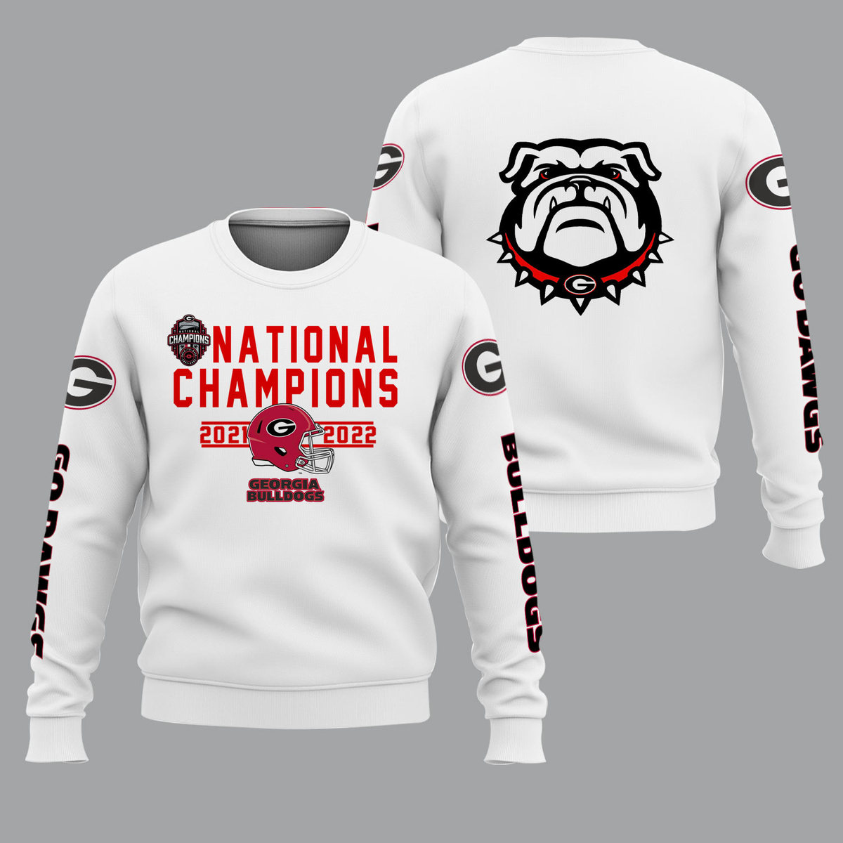 Georgia Bulldogs 2022 National Champions White Shirts - v9