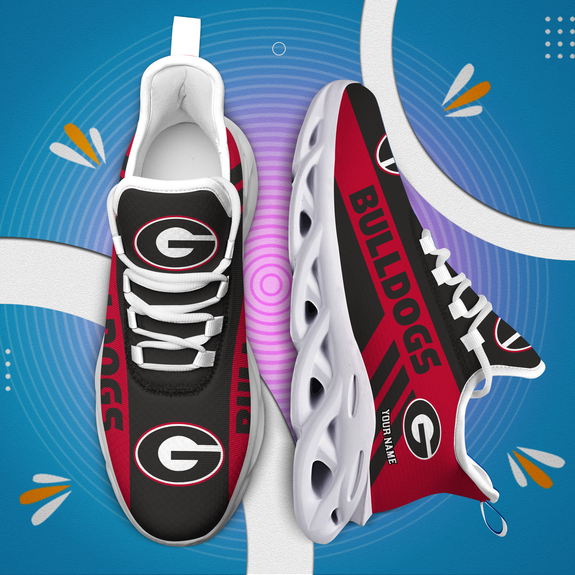 Georgia Bulldogs Custom Name PERSONALIZED MAX SOUL SHOES DS004