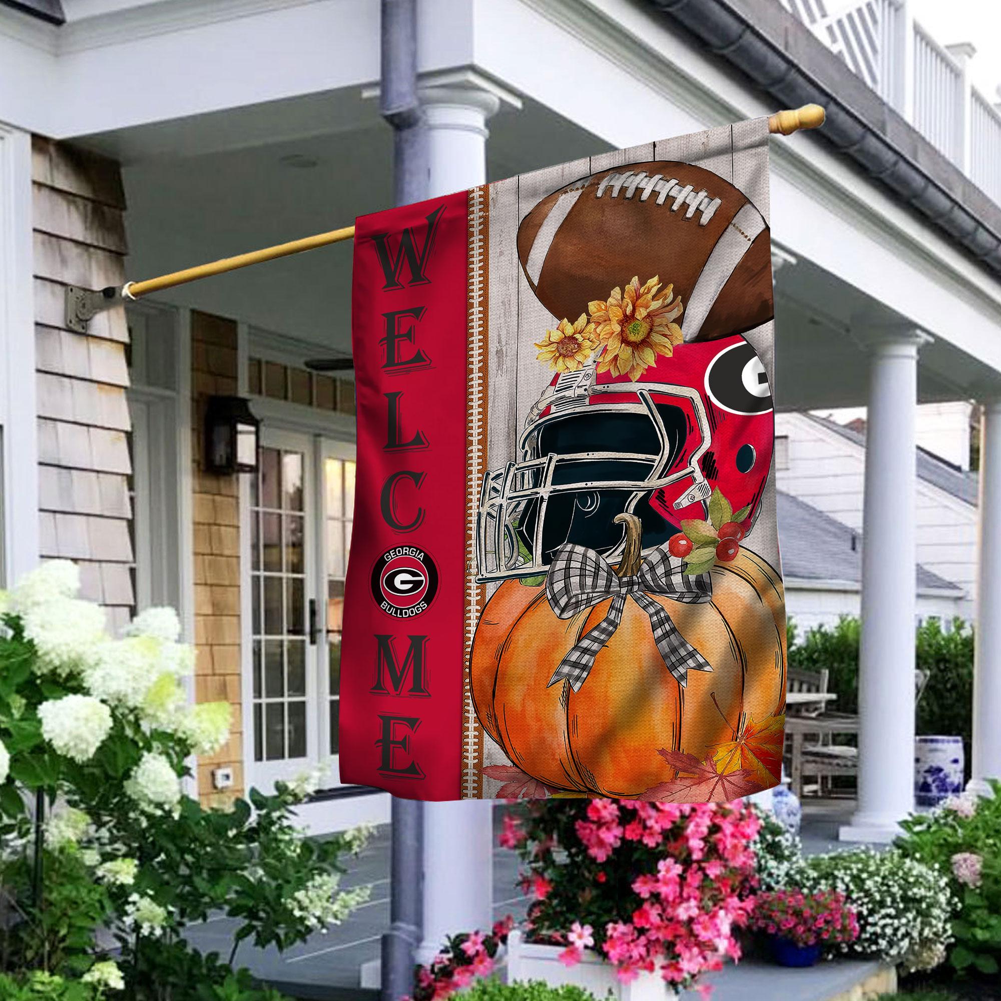 Georgia Bulldogs Welcome Fall Football Garden Flag – Double Sided Printed