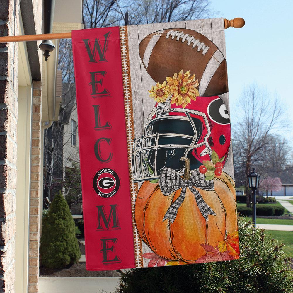 Georgia Bulldogs Welcome Fall Football Garden Flag – Double Sided Printed