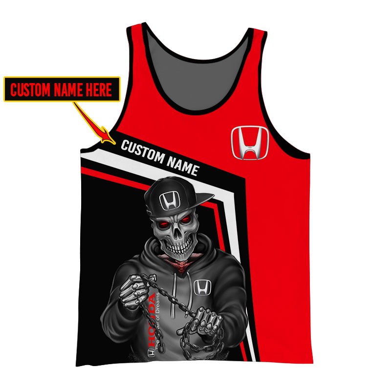 Honda Skull Tshirt, sweatshirt, Polo, Hawaiian, Hoodie 3D Apparel Full Printing Custom Name