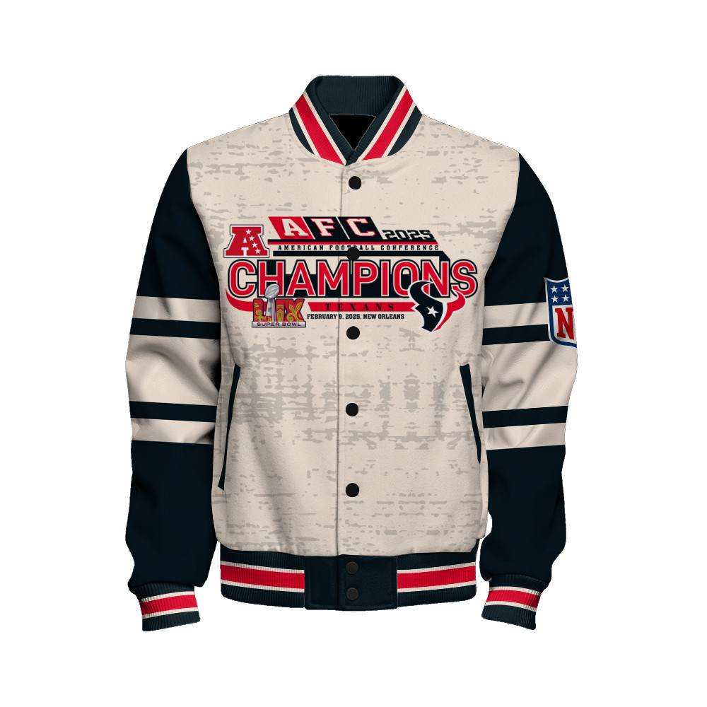 Houston Texans Super Bowl 2025 Champiosn Wear The Win Varsity Jacket