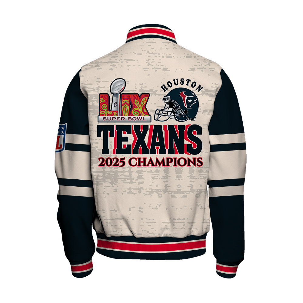 Houston Texans Super Bowl 2025 Champiosn Wear The Win Varsity Jacket