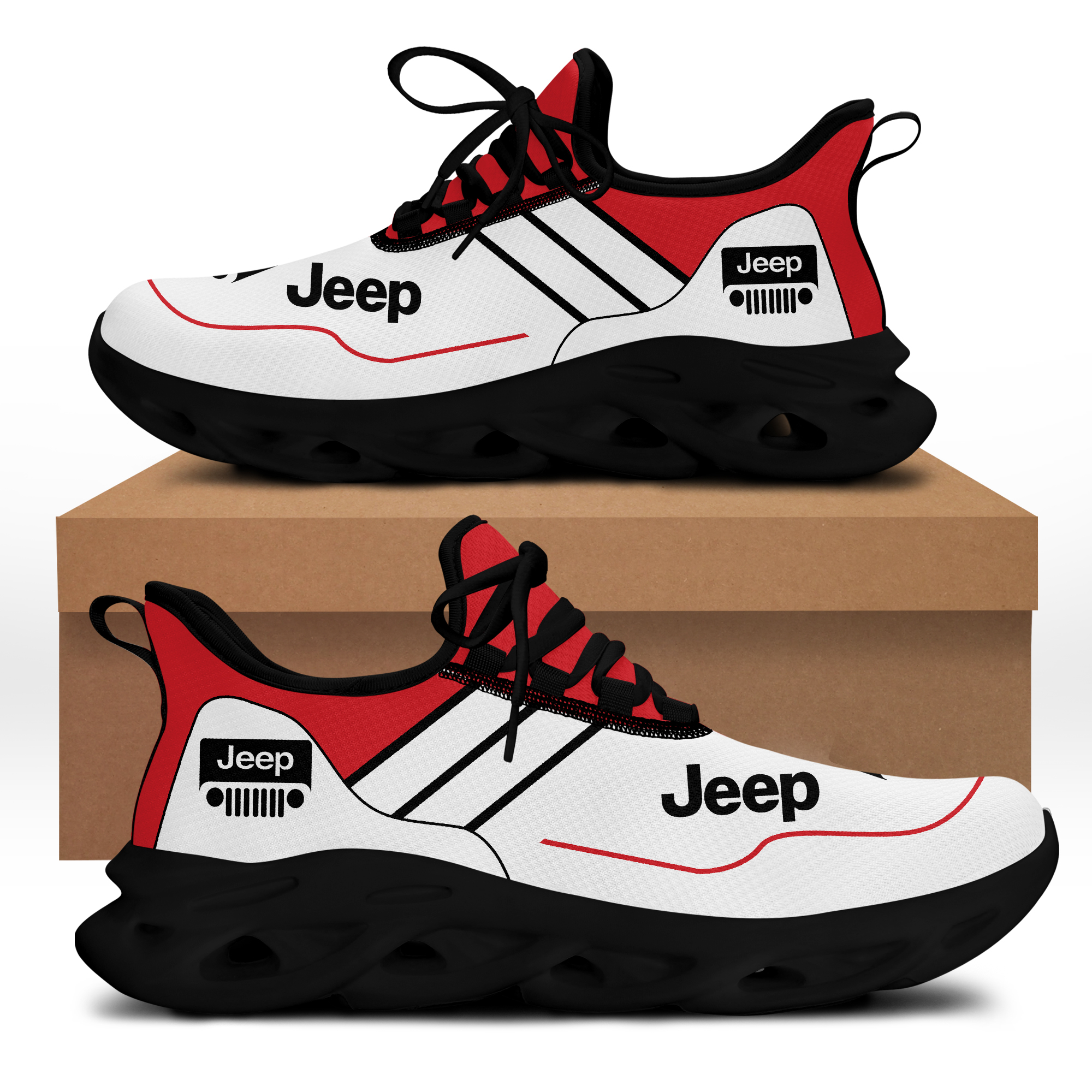 Jeep Red and White Sneakers Shoes