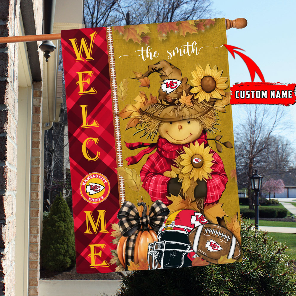 Kansas City Chiefs Football Fall Scarecrows Grden Flag – Double Sided Printed