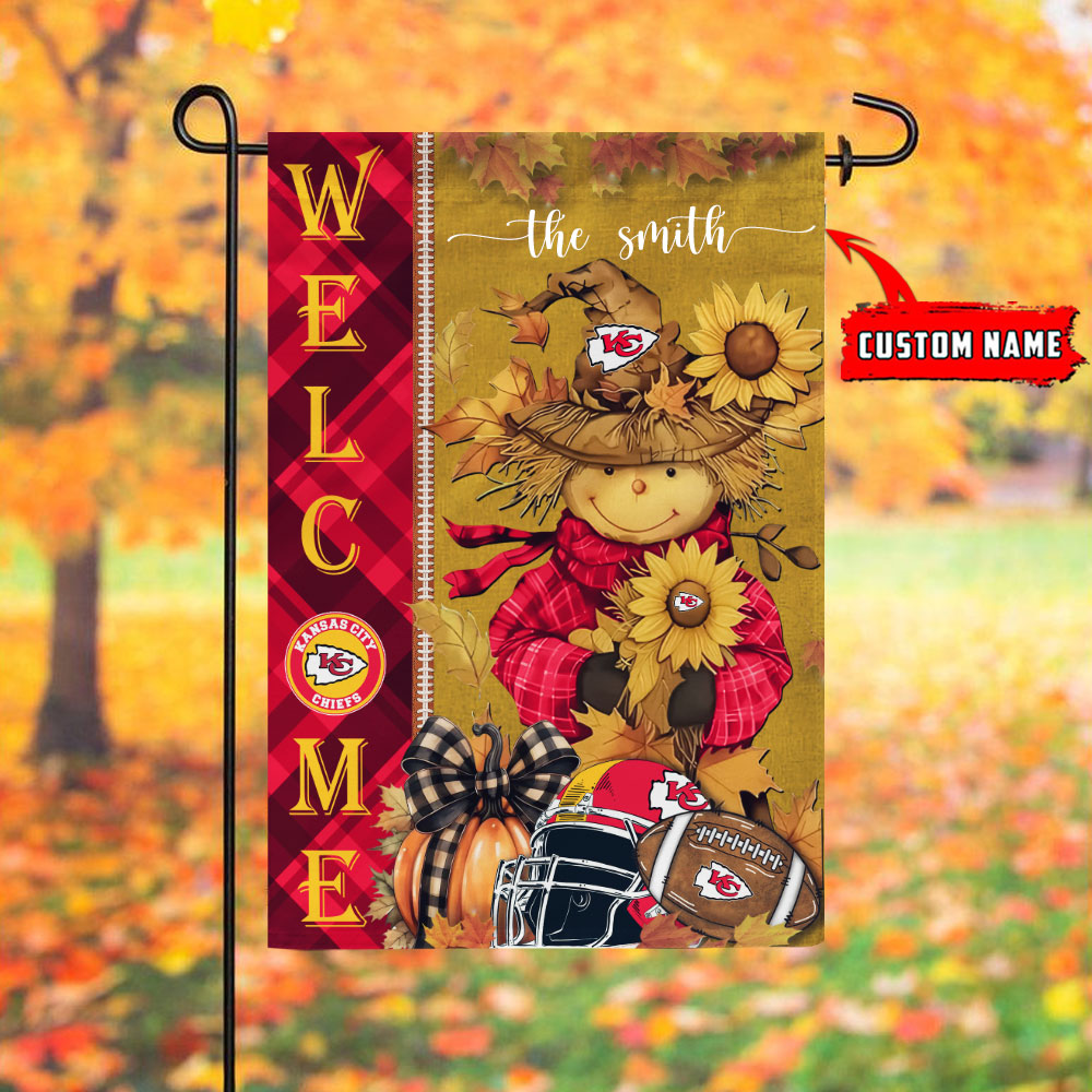 Kansas City Chiefs Football Fall Scarecrows Grden Flag – Double Sided Printed