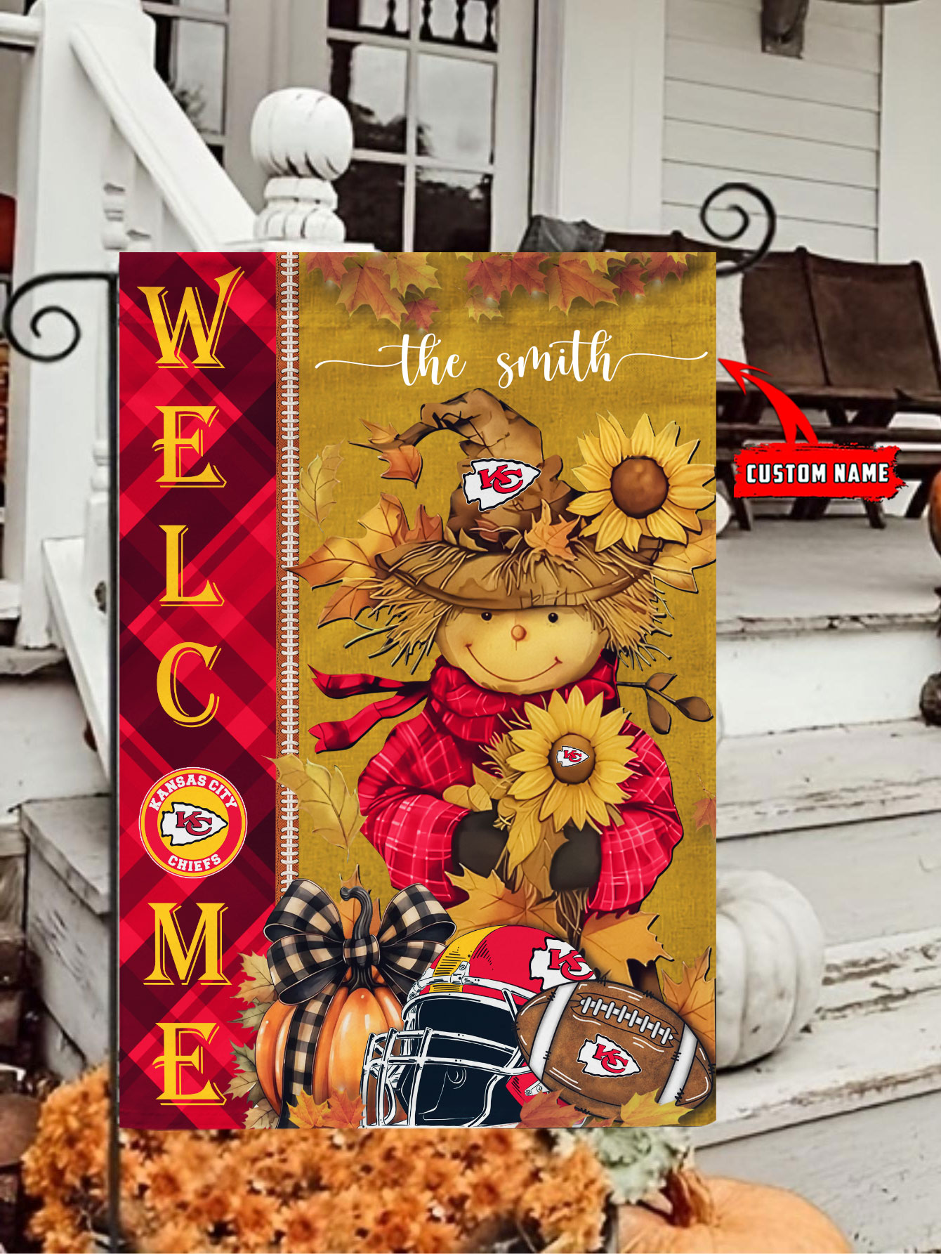 Kansas City Chiefs Football Fall Scarecrows Grden Flag – Double Sided Printed