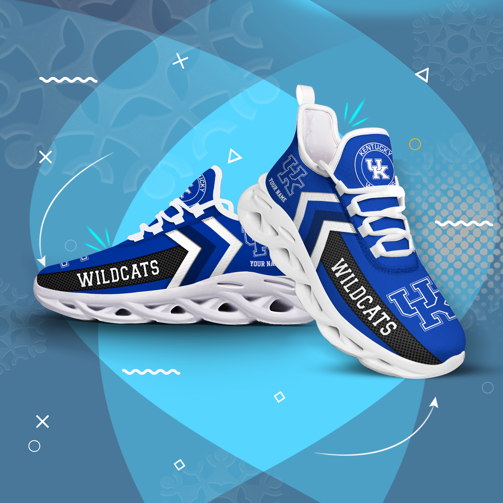 Kentucky Wildcats Personalized Custom Name Max Soul Shoes DS003