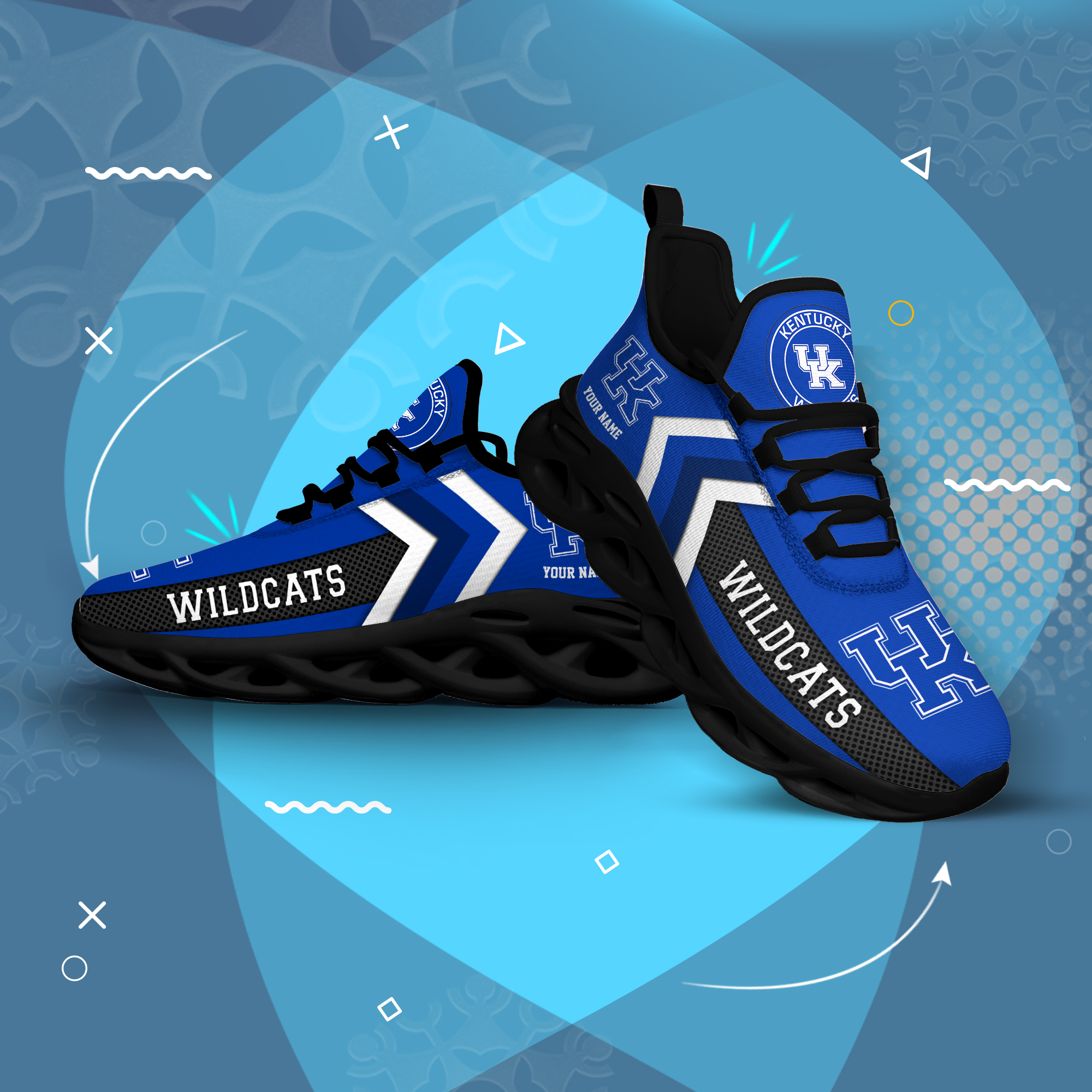 Kentucky Wildcats Personalized Custom Name Max Soul Shoes DS003