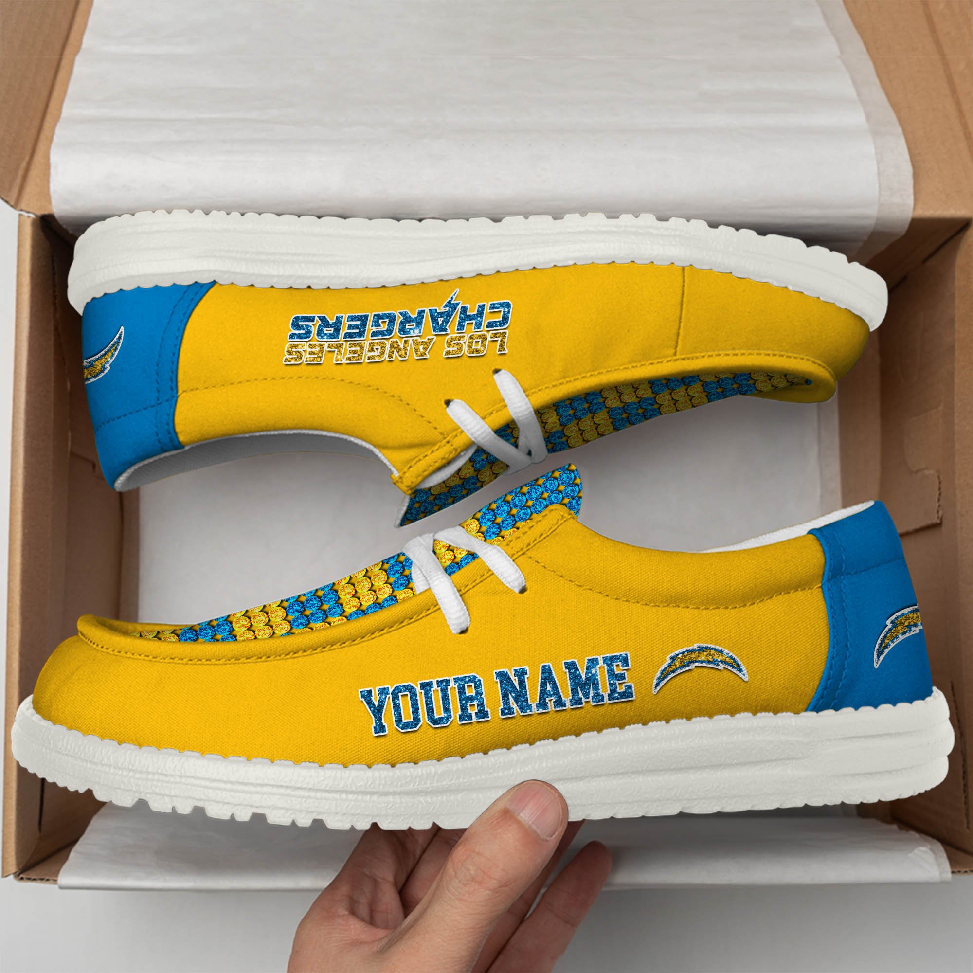 Los Angeles Chargers 32 Teams HeyDude Canvas Loafer Shoes Personalized Your Name