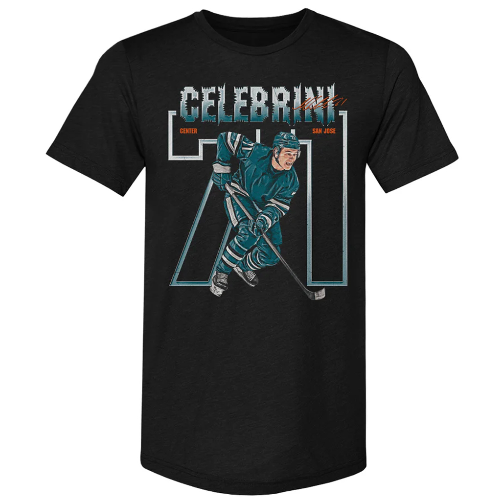 Macklin Celebrini San Jose Number Outline T-Shirt