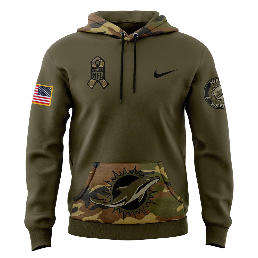 Miami Dolphins Camo Salute to Service Club Fleece Pullover Hoodie