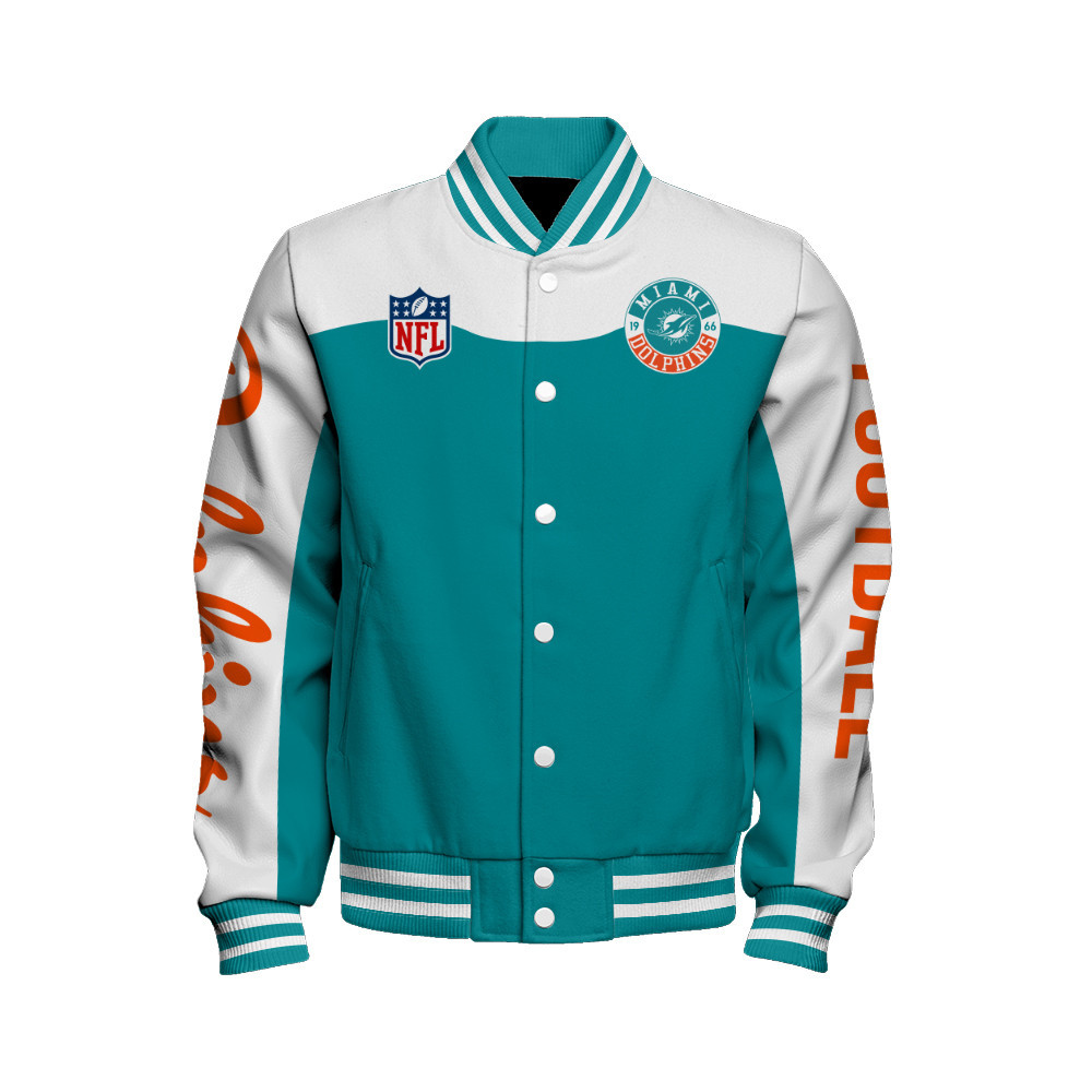 Miami Dolphins National Football League Face Any Weather Unisex Varsity Jacket