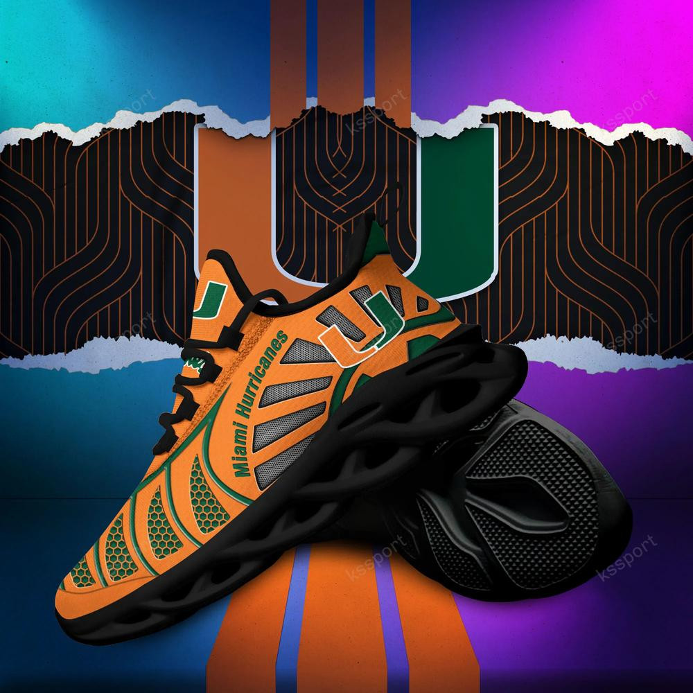 Miami Hurricanes Max Soul Clunky, Black And White Running Shoes