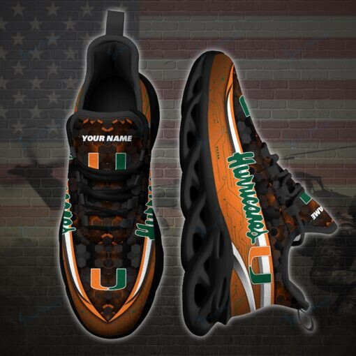 Miami Hurricanes Personalized Max Soul YZ Running Sneakers 122