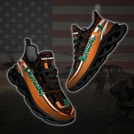 Miami Hurricanes Personalized Max Soul YZ Running Sneakers 122