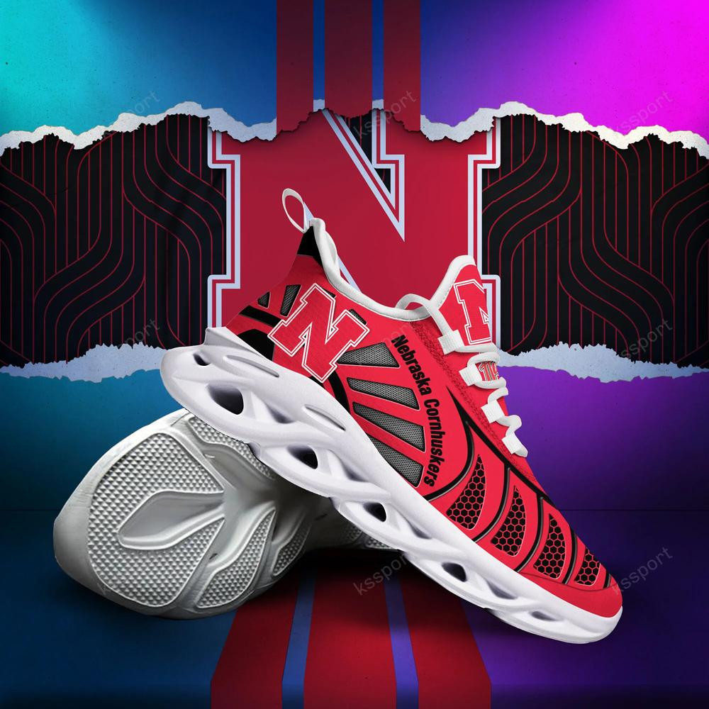 Nebraska Cornhuskers Max Soul Clunky, Black And White Running Shoes