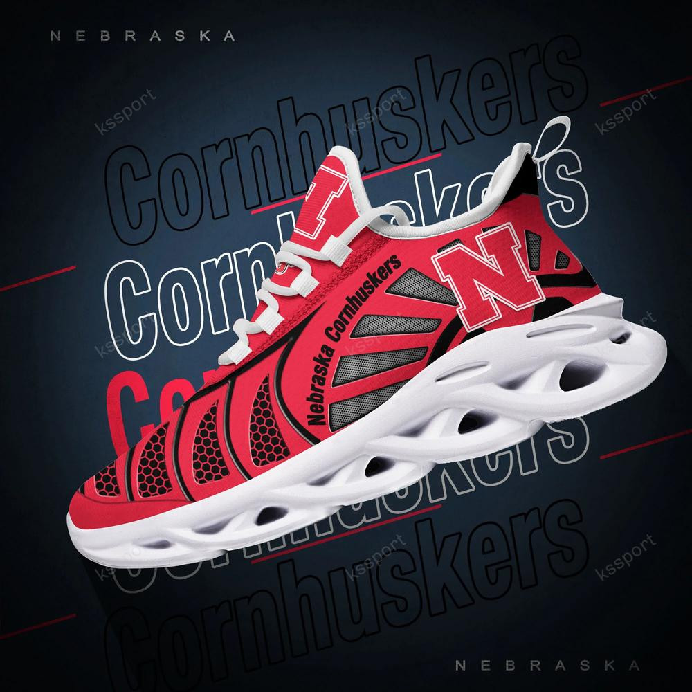 Nebraska Cornhuskers Max Soul Clunky, Black And White Running Shoes