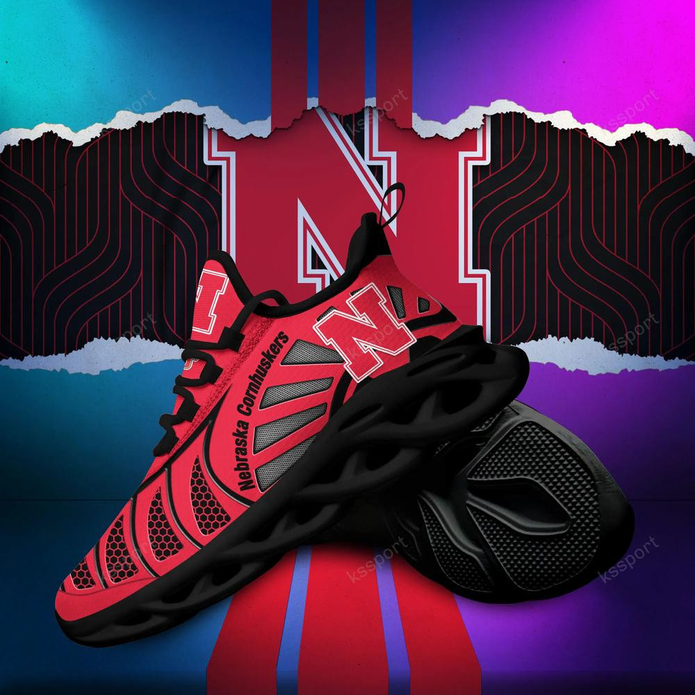 Nebraska Cornhuskers Max Soul Clunky, Black And White Running Shoes