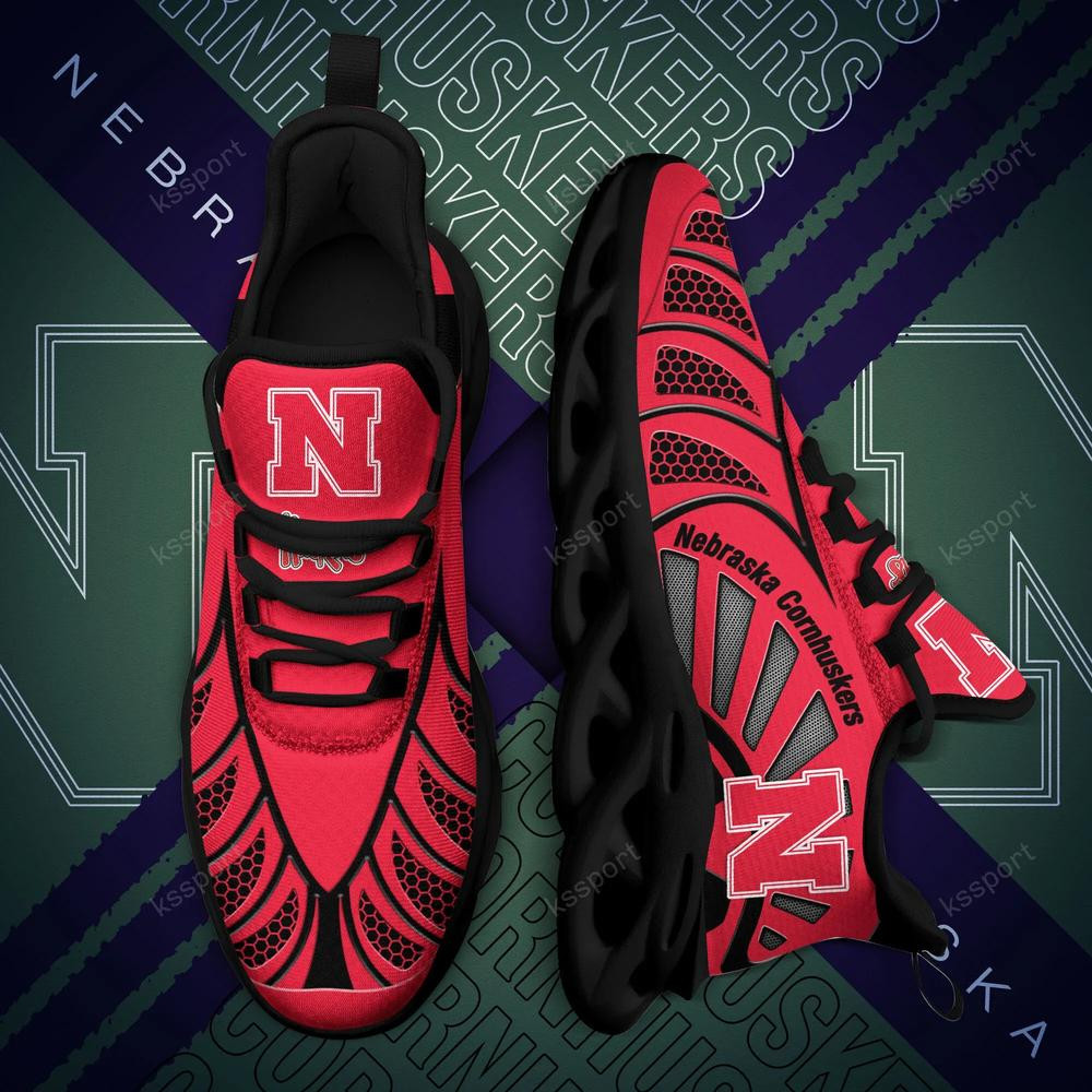 Nebraska Cornhuskers Max Soul Clunky, Black And White Running Shoes