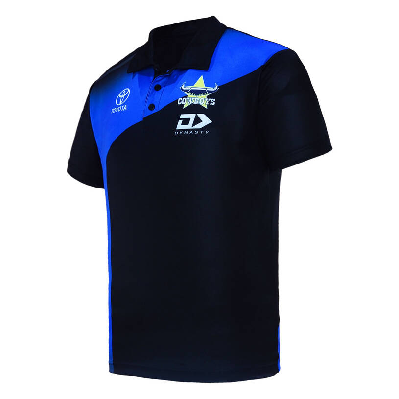 NORTH QUEENSLAND COWBOYS BLACK & ELECTRIC BLUE POLO LIMITED