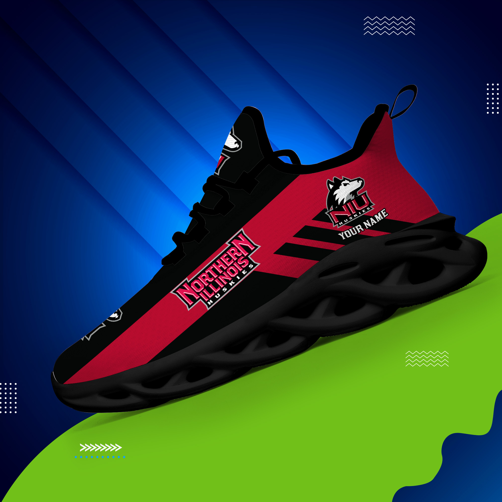 Northern Illinois Huskies Custom Name PERSONALIZED MAX SOUL SHOES DS004