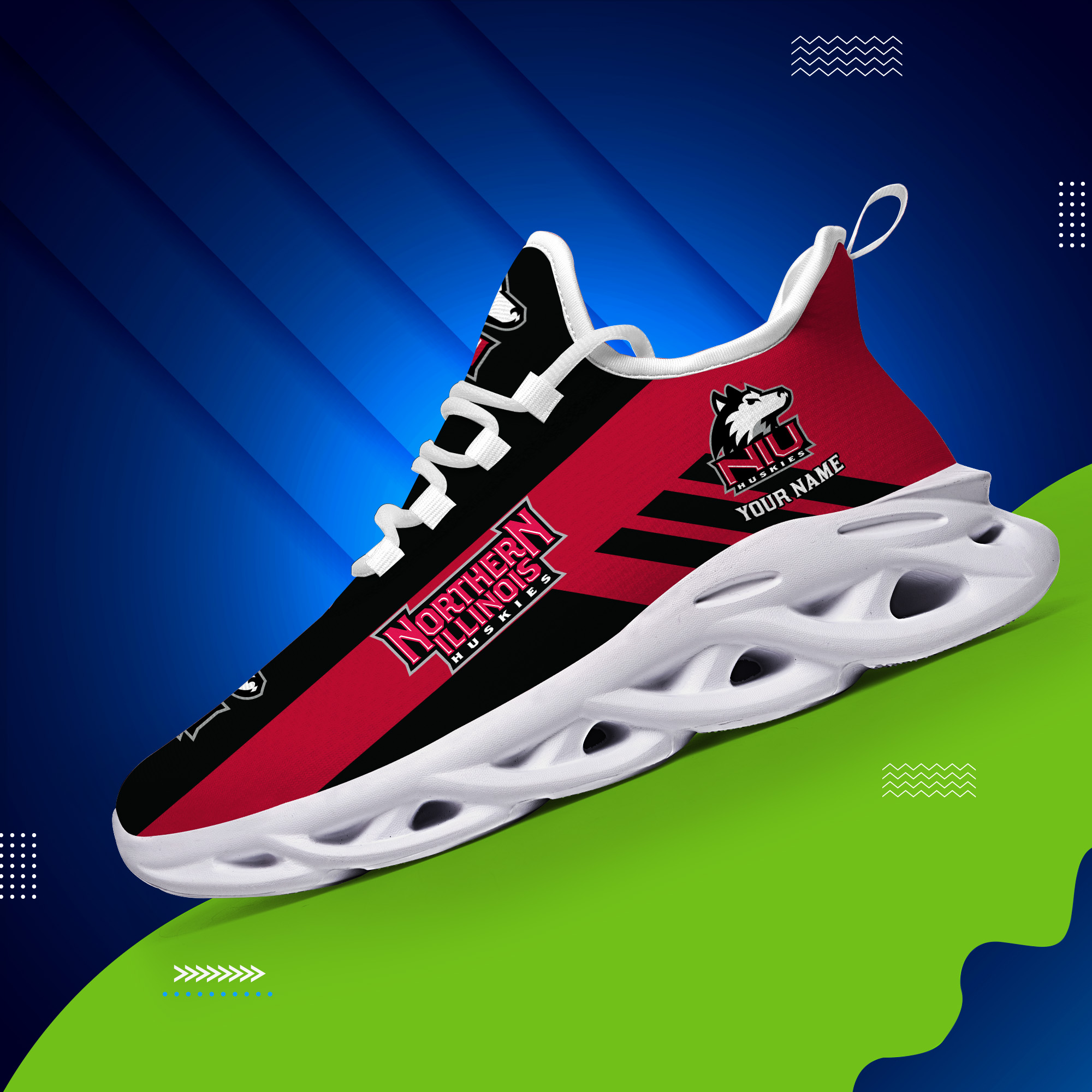 Northern Illinois Huskies Custom Name PERSONALIZED MAX SOUL SHOES DS004