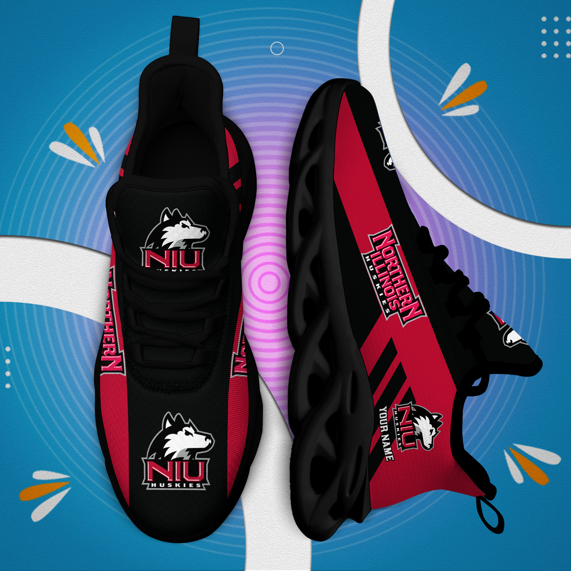 Northern Illinois Huskies Custom Name PERSONALIZED MAX SOUL SHOES DS004