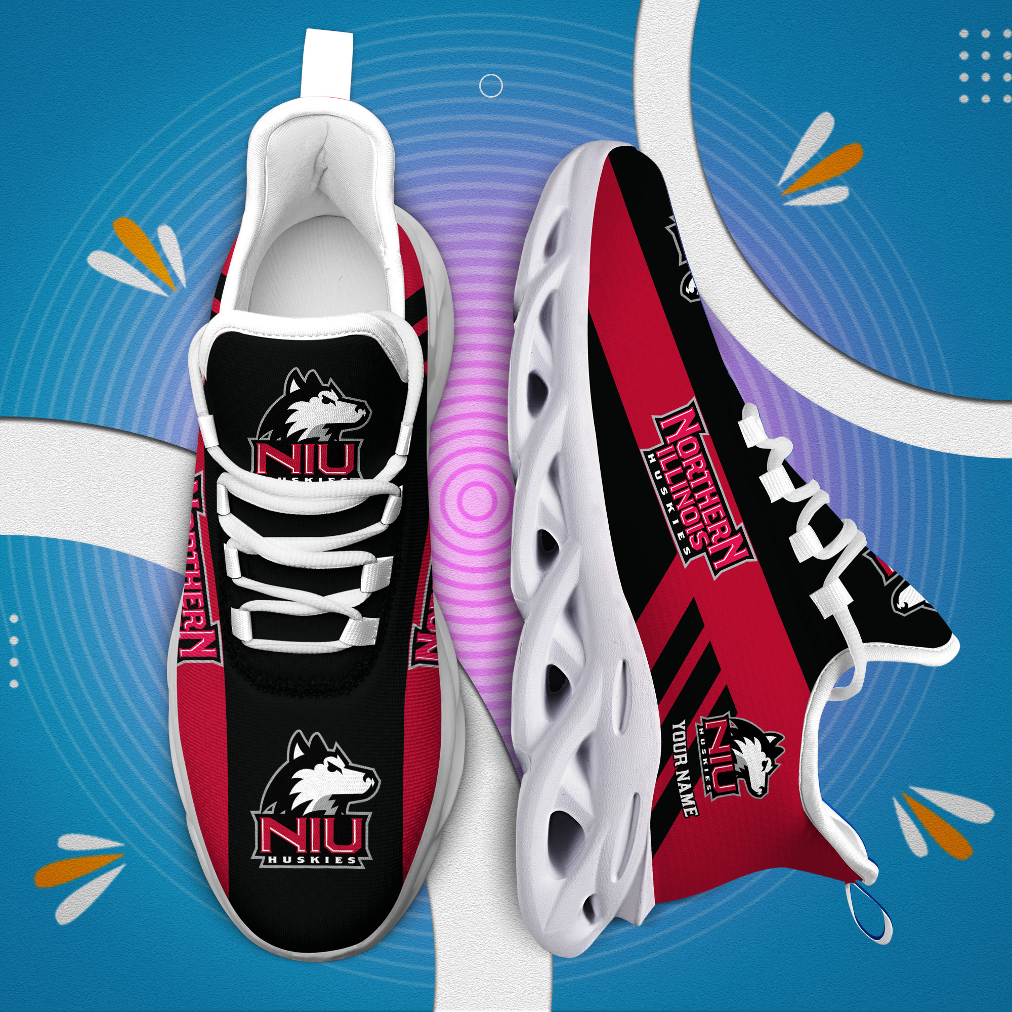 Northern Illinois Huskies Custom Name PERSONALIZED MAX SOUL SHOES DS004