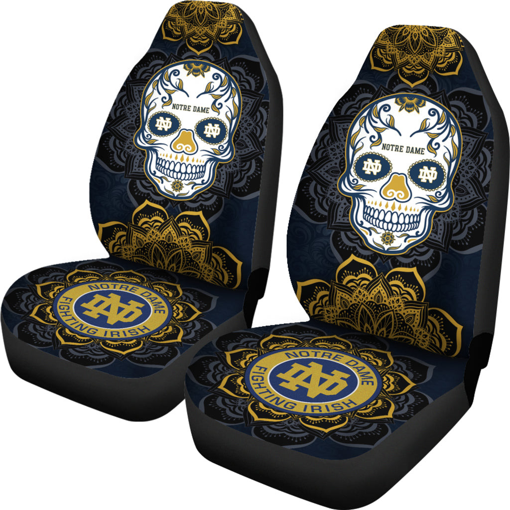 Notre Dame Fighting Irish Car Seat Covers Skull Mandala Ph221109-25