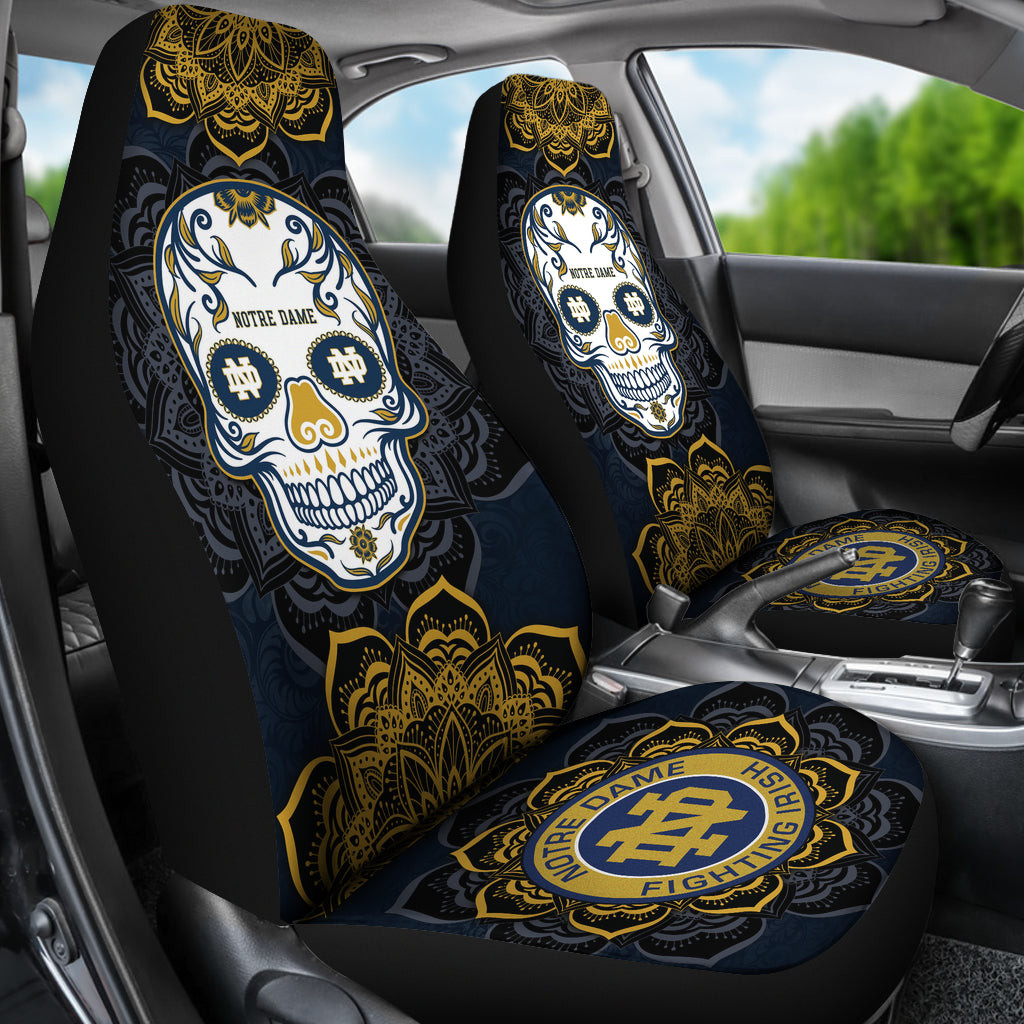 Notre Dame Fighting Irish Car Seat Covers Skull Mandala Ph221109-25
