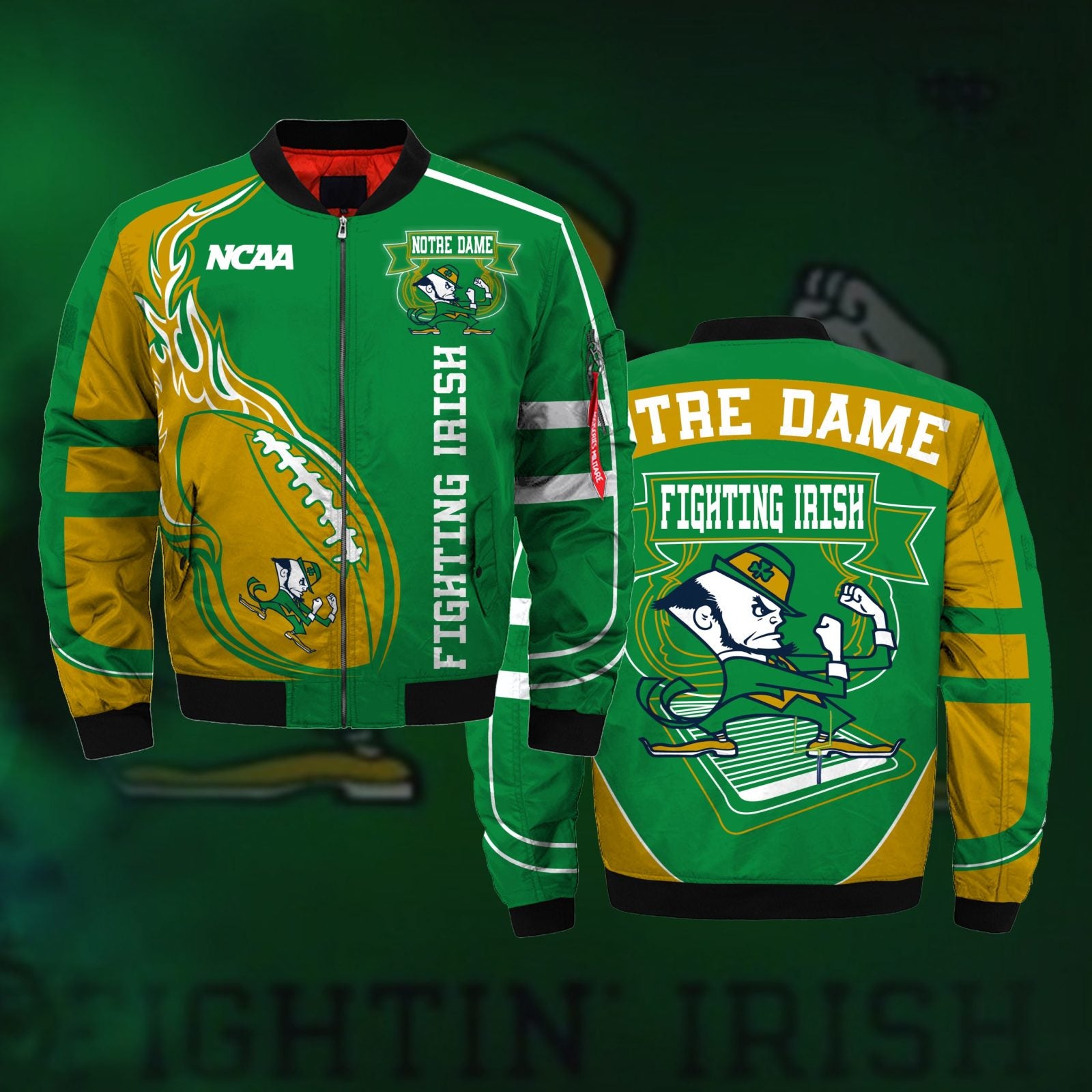 Notre Dame Fighting Irish Jacket 3D Printed Fire Ball