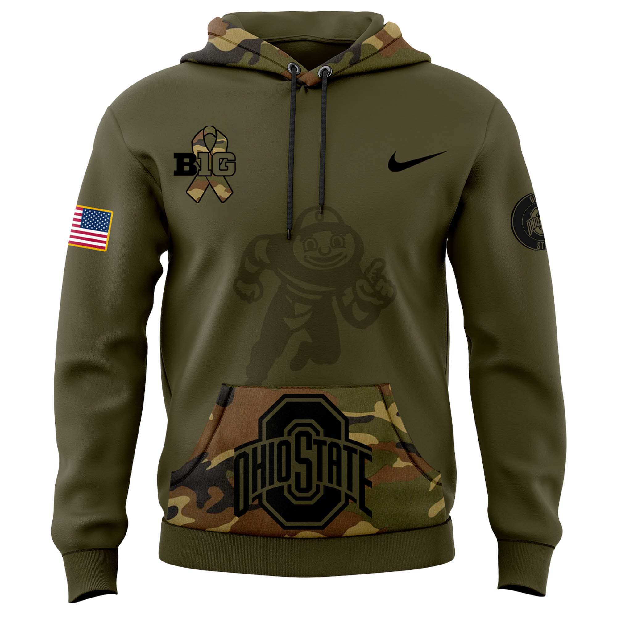 Ohio State Buckeyes Camo Salute to Service Club Fleece Pullover Hoodie
