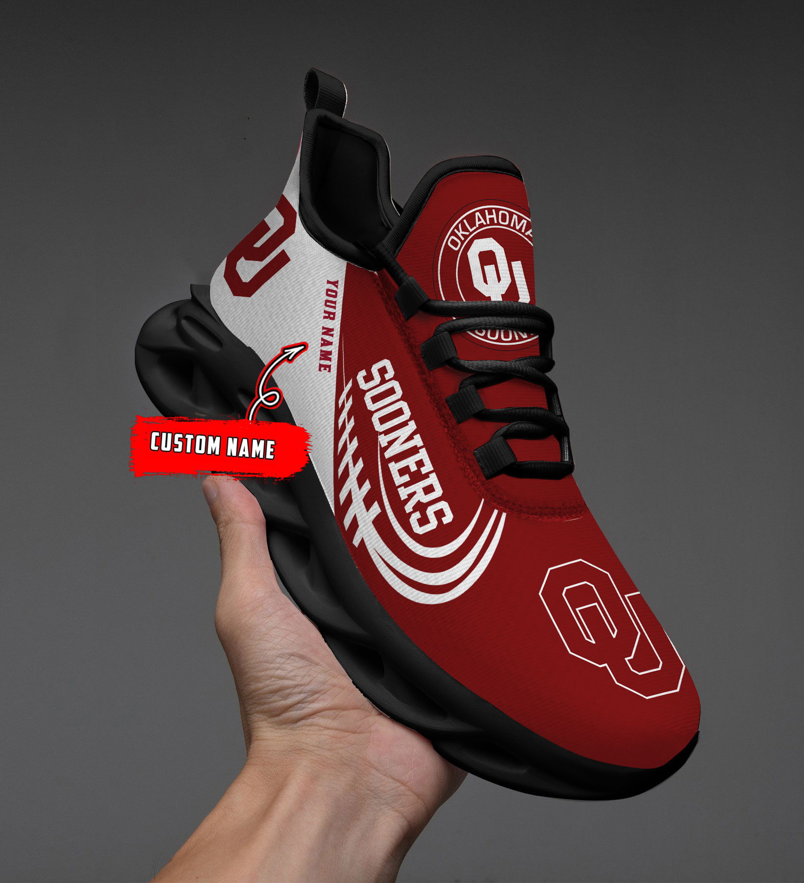 Oklahoma Sooners PERSONALIZED MAX SOUL SHOES T1