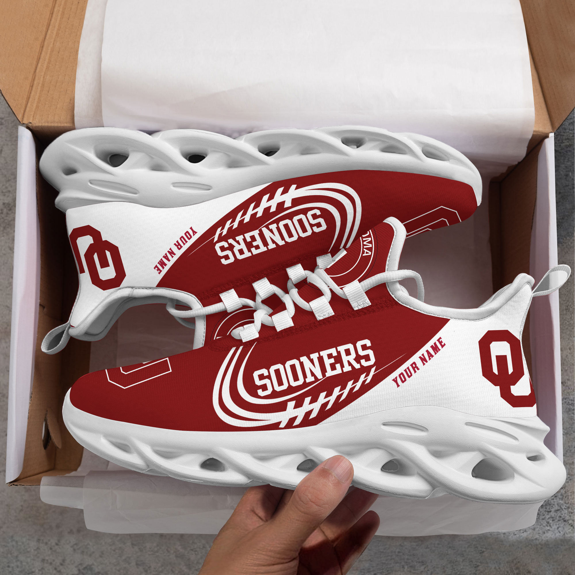 Oklahoma Sooners PERSONALIZED MAX SOUL SHOES T1