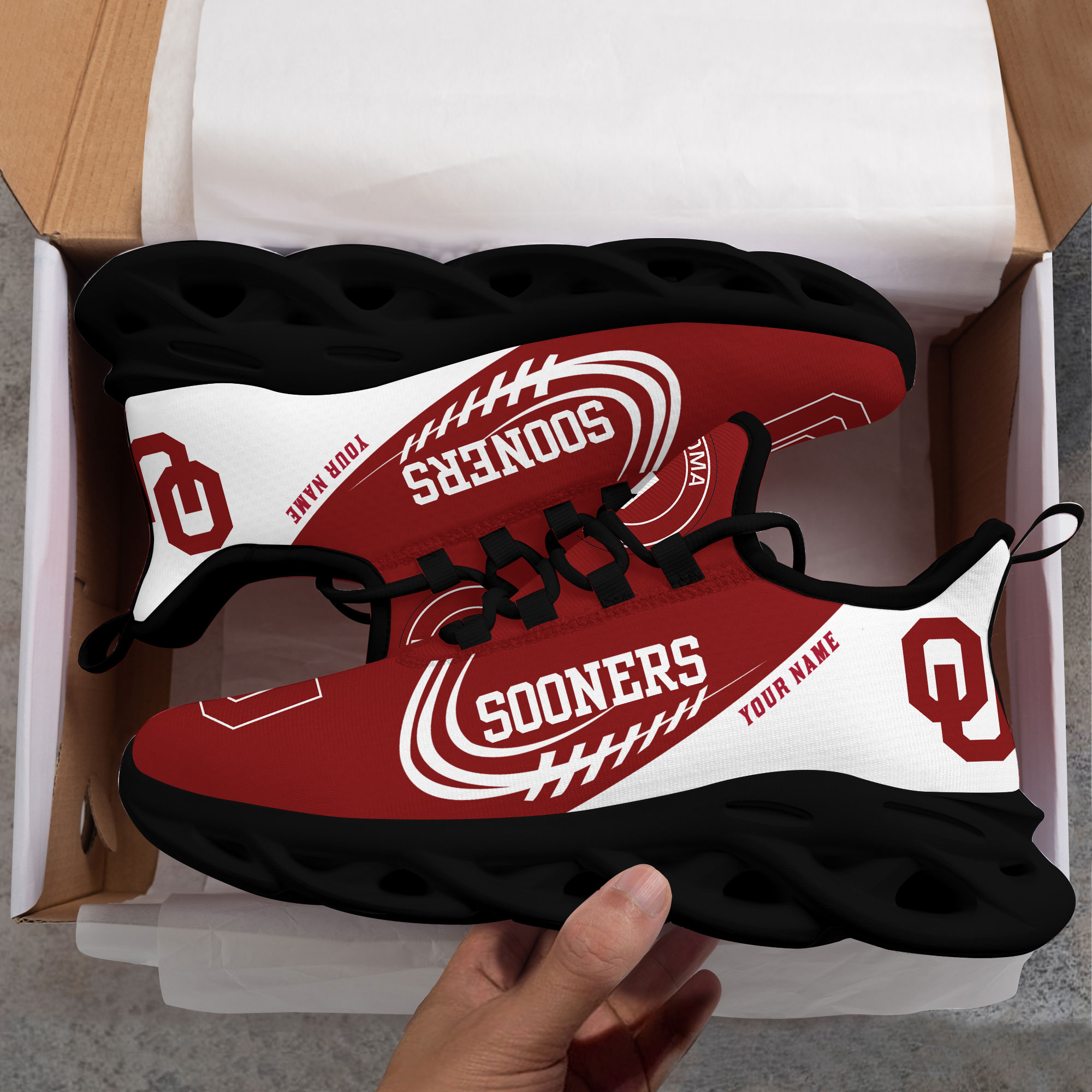Oklahoma Sooners PERSONALIZED MAX SOUL SHOES T1
