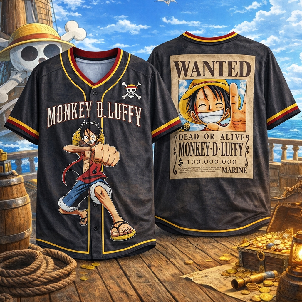 One Piece Luffy Wanted 2026 Baseball Jersey