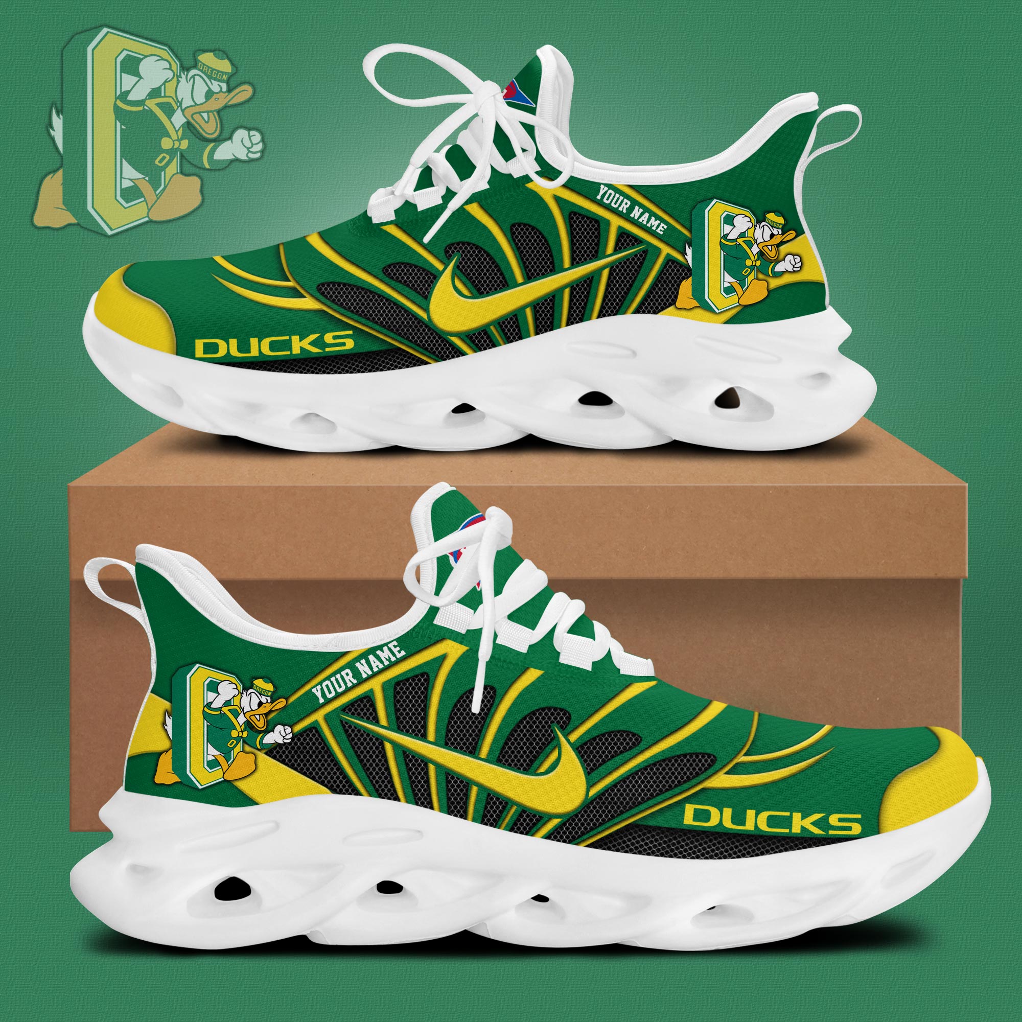 Oregon Ducks Football Personalized Max Soul Shoes