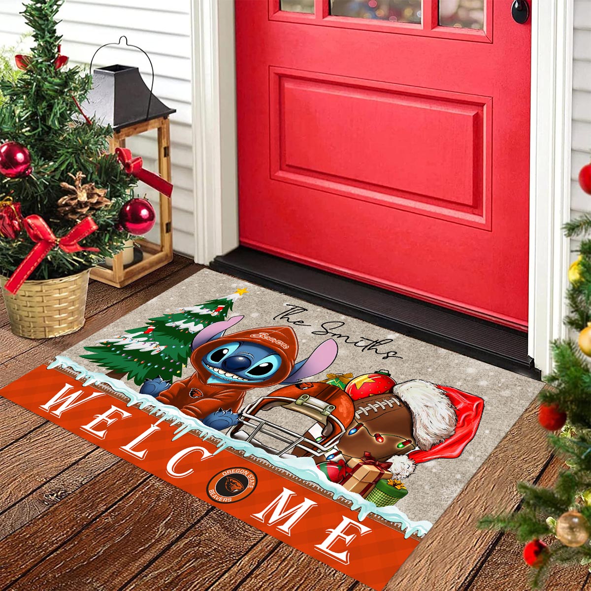 Oregon State Beavers Cute Stitch Christmas Doormat