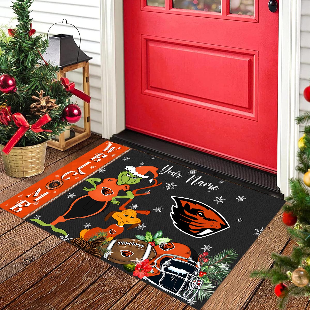 Oregon State Beavers Grinch Christmas Welcome Football Doormat