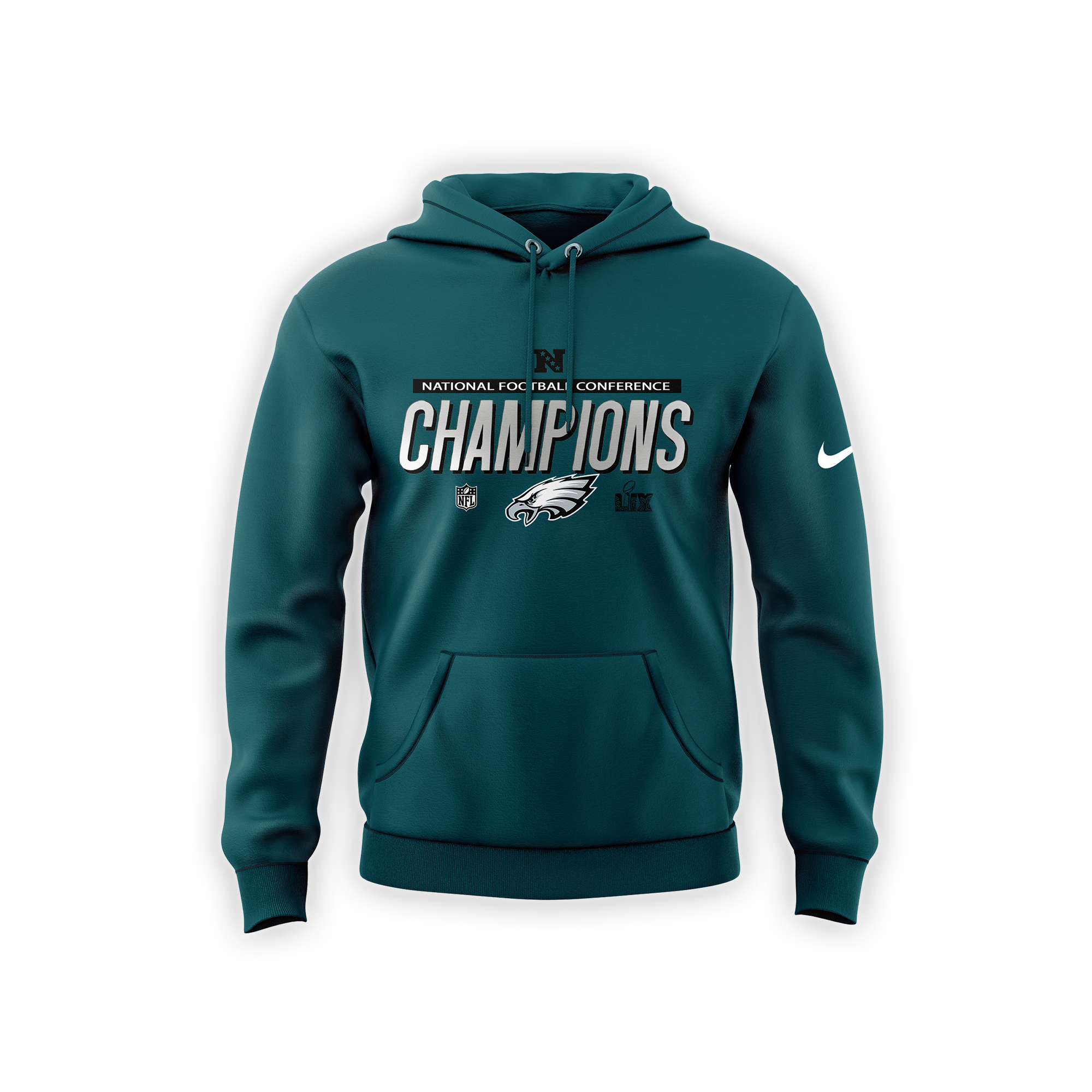 Philadelphia Eagles 2024 NFC Champions Locker Room Trophy Collection Hoodie