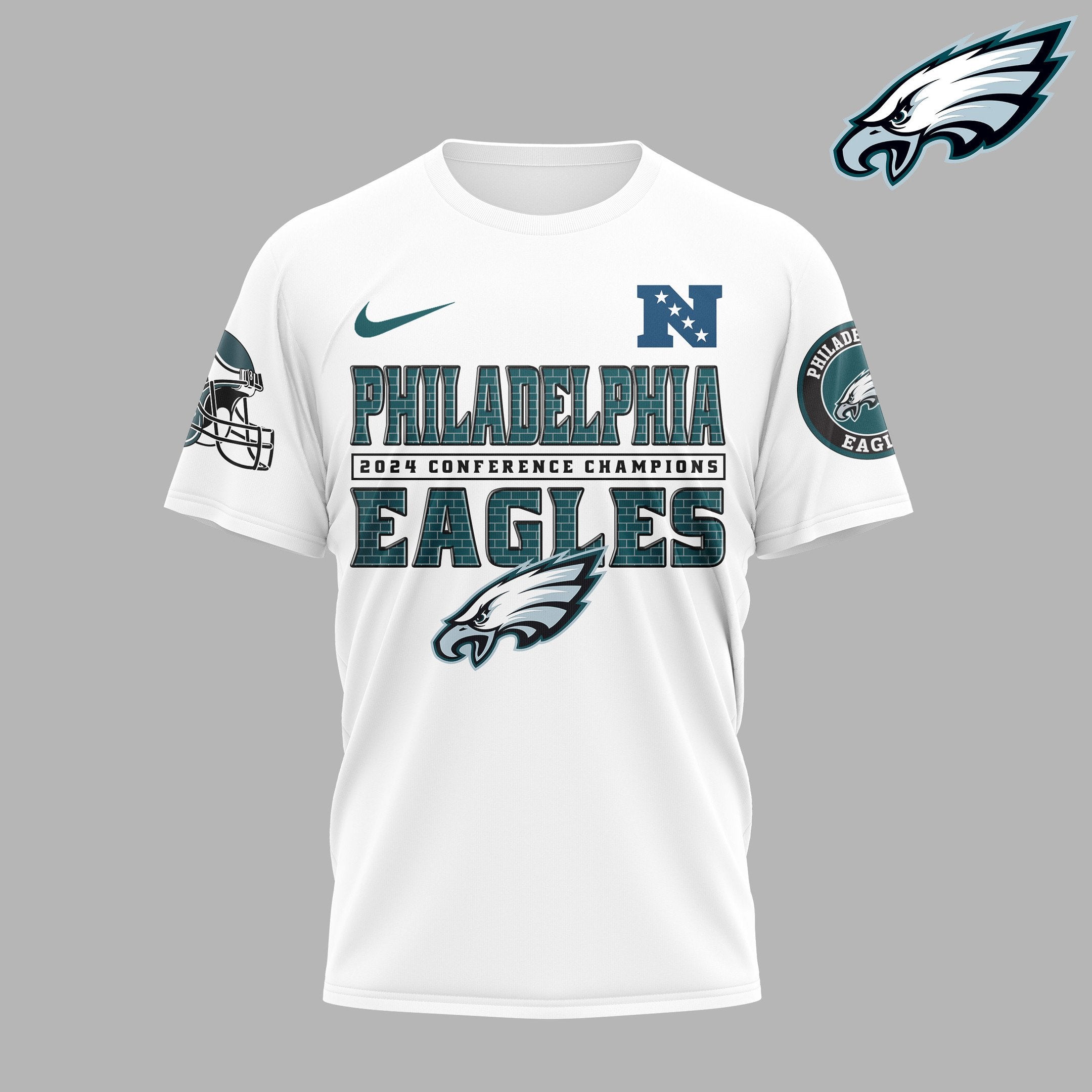 Philadelphia Eagles 2024 NFC Champions Locker Room Trophy Collection T-shirt