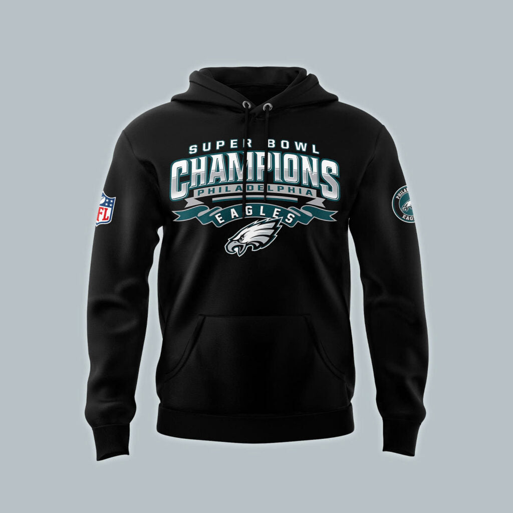 Philadelphia Eagles 2025 Super Bowl Champions Premium Pullover Hoodie