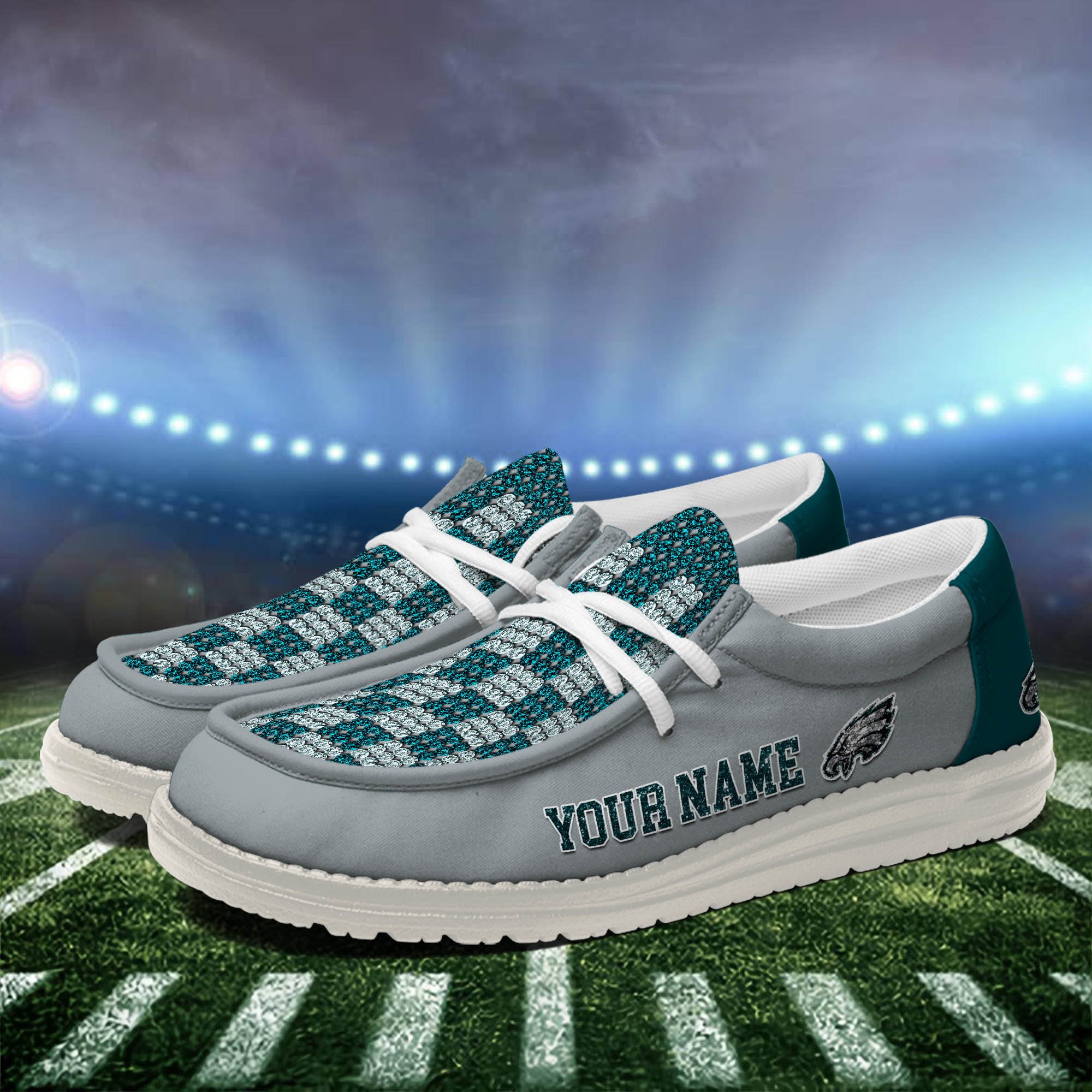 Philadelphia Eagles 32 Teams HeyDude Canvas Loafer Shoes Personalized Your Name