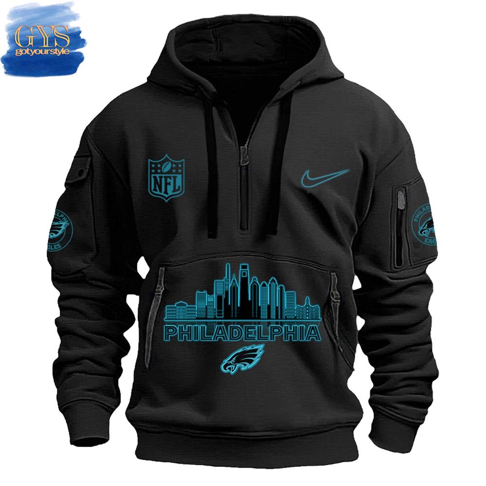 Philadelphia Eagles Carbon Black Quarter New Hoodie
