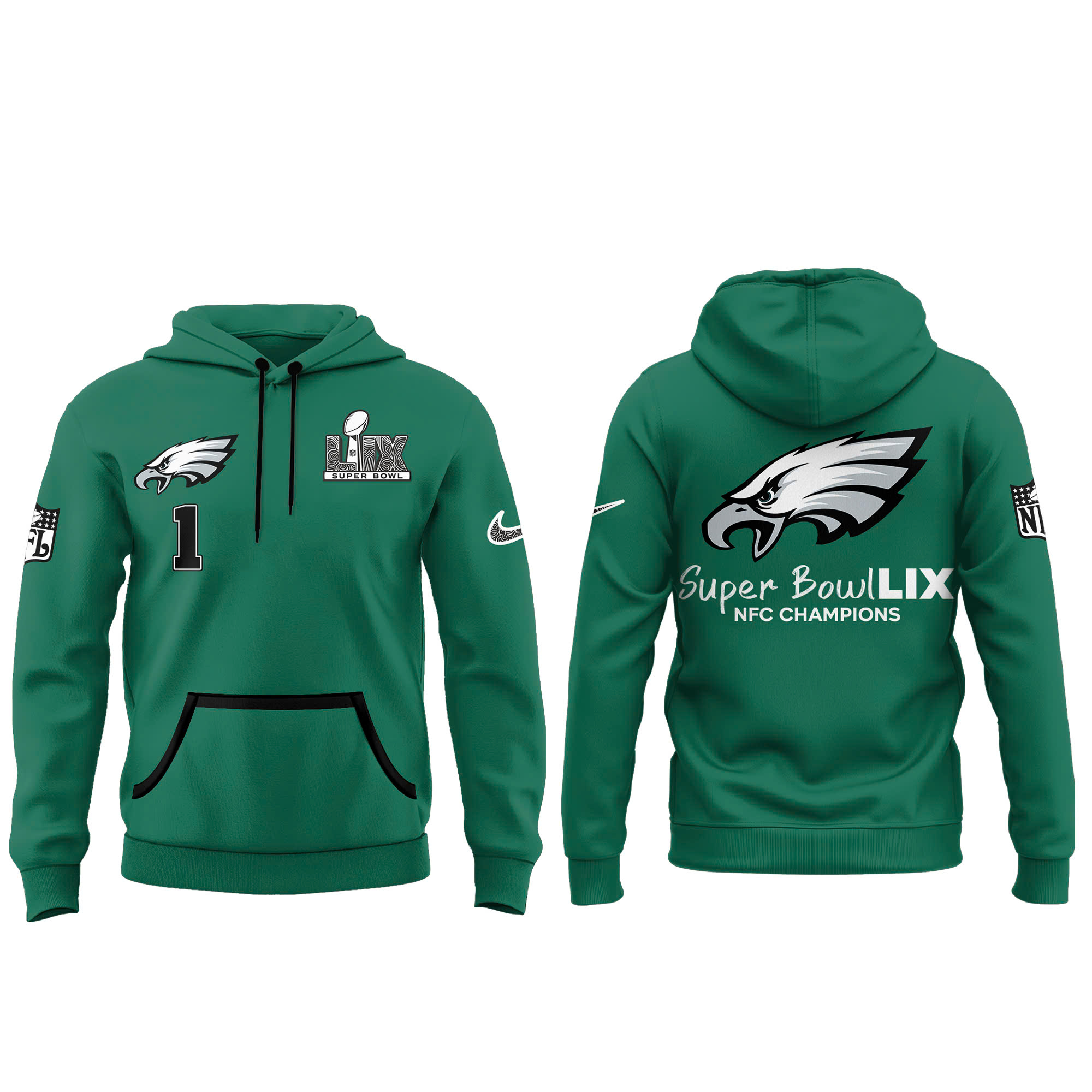 Philadelphia Eagles Super Bowl 2025 White Hoodie