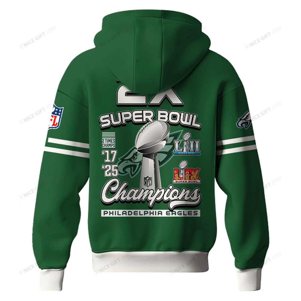 Philadelphia Eagles Super Bowl Champions Zip Hoodie 3D 3ZH-A8N2