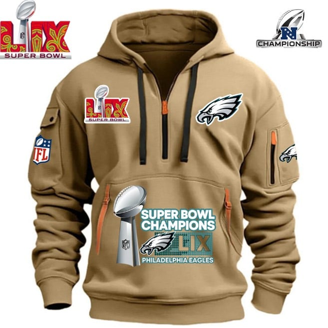Philadelphia Eagles Super Bowl Championship - HOODIE HALF ZIPPER - QTA405111383